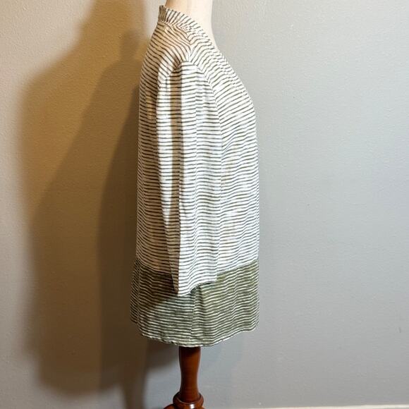Chico's cardigan green & white striped lightweight cotton open front Sz 2 US L - Picture 4 of 8